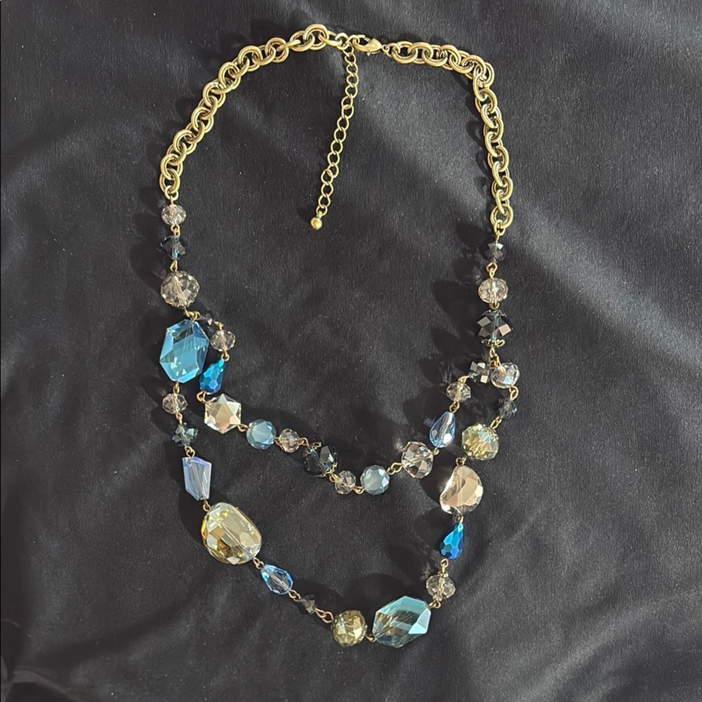 Bohemian Gold and Blue Double-Strand Necklace